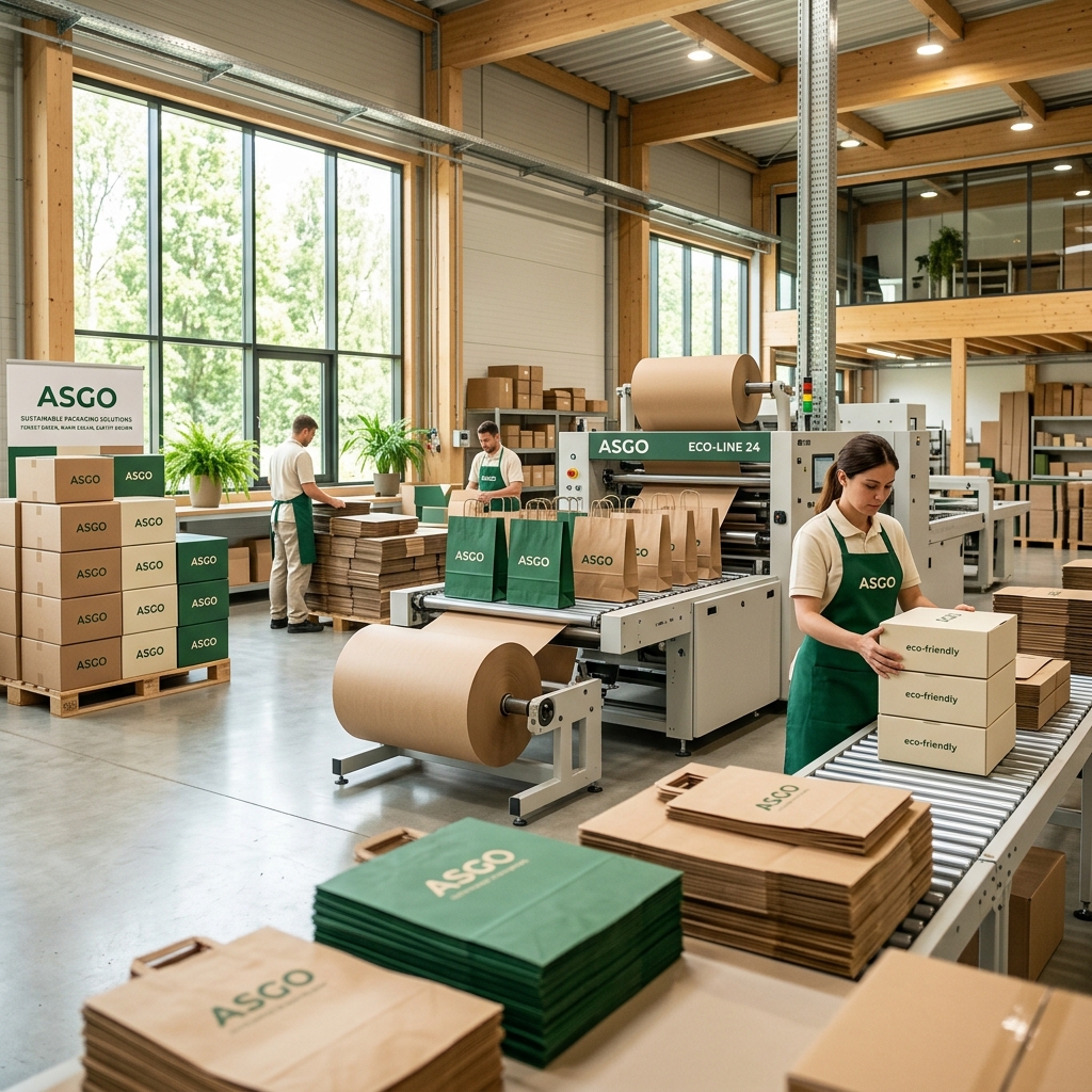 ASGO manufacturing facility with eco-packaging production
